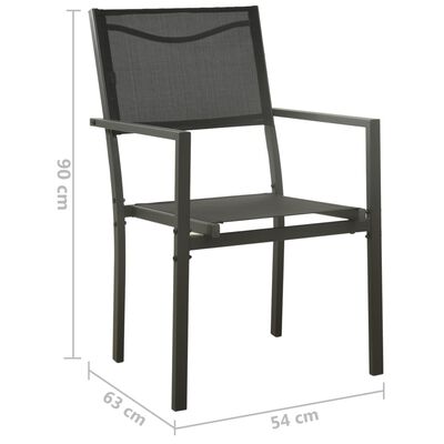 vidaXL Sodo kėdės, 4vnt., juodos/antracito, plienas ir tekstilenas