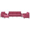vidaXL Sofos komplektas, 4 dalių, raudonojo vyno spalvos, aksomas