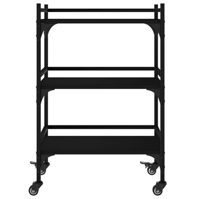 vidaXL Virtuvės vežimėlis, juodas, 50x35x75,5cm, apdirbta mediena