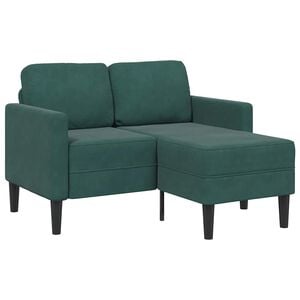 vidaXL dvivietė sofa su gultu L formos tamsiai žalia 125 cm aksomas