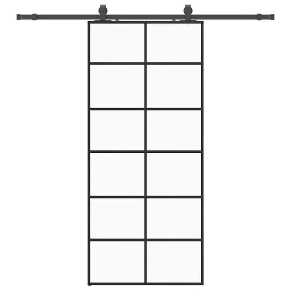 vidaXL Stumdomos durys su įrangos rinkiniu, juodas, 90x205 cm, ESG ir