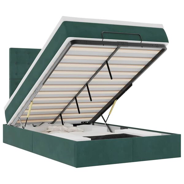 vidaXL Osmanų lovos rėmas su čiužiniais, žalias, 120x200cm, aksomas
