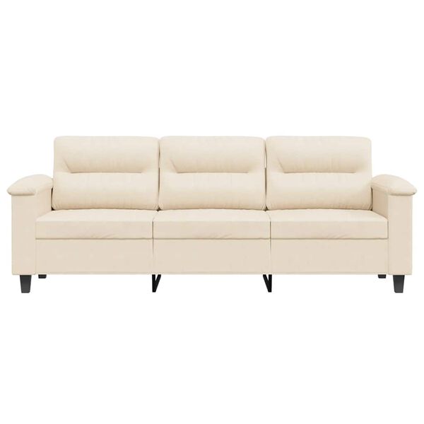 vidaXL Trivietė sofa, smėlio spalvos, 180cm, mikropluo&scaron;to audinys