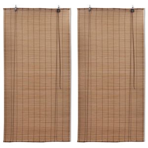vidaXL Roletai, 2vnt., rudos spalvos, 120x220cm, bambukas