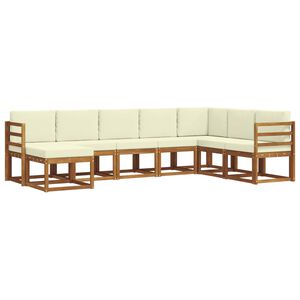 vidaXL Lauko sofos komplektas su pagalve 8 pcs Natūralus ir grietinėlė