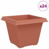 vidaXL Kvadratinis gėlių vazonas 24 vnt. Raudona plyta Plastmasė