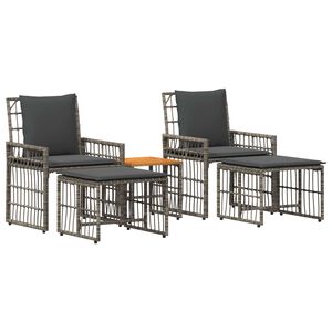 vidaXL Lauko baldų komplektas 5 pcs Juoda ir tamsiai pilka