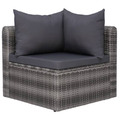 vidaXL Sodo sofos komplektas su pagalvėmis, 4d., pilk. sp., polir.