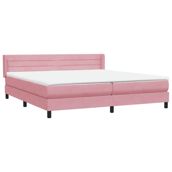 vidaXL Box Spring Lova su čiužiniu Rožinis 200x220 cm aksomas
