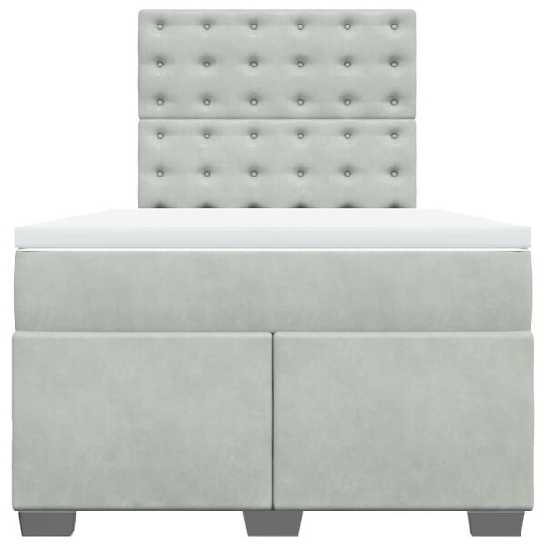 vidaXL Lova su spyruoklėmis ir čiužiniu, pilka, 120x190cm, aksomas