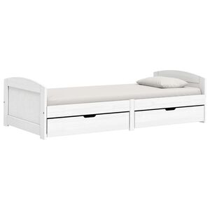vidaXL Lova su 2 stalčiais IRUN, balta, 90x200cm, pu&scaron;ies masyvas