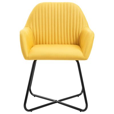 vidaXL Valgomojo kėdės, 6 vnt., geltonos, audinys (3x249814)