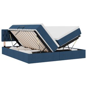 vidaXL LED saugojimo lova su čiužiniu Mėlyna 180 x 200 cm Audinys