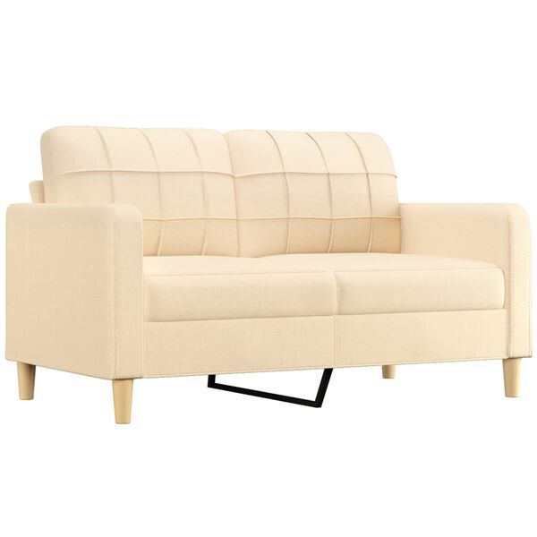 vidaXL Dvivietė sofa su pagalvėmis, kreminė, 140cm, audinys