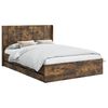 vidaXL Lovos rėmas su saugojimu ir nugara Dūminio ąžuolo 135 x 190 cm