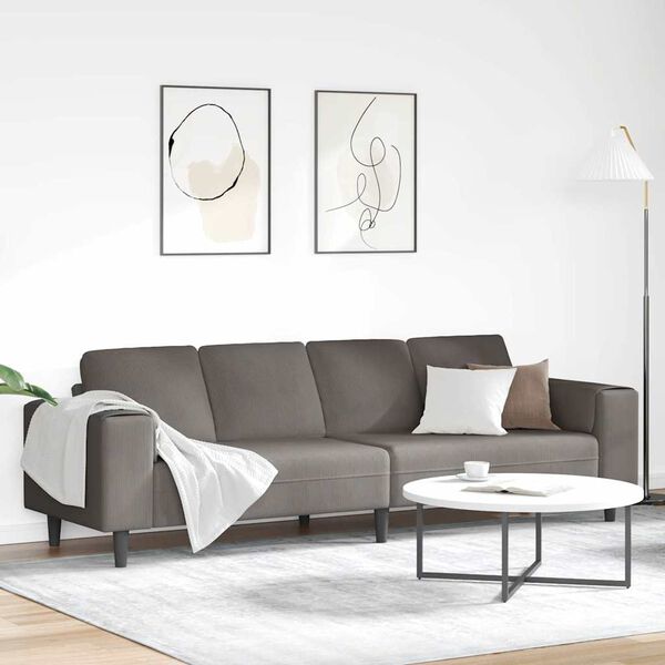 vidaXL Sofa Šviesiai pilka 250 x 77 x 76 cm Kordūrinis audinys