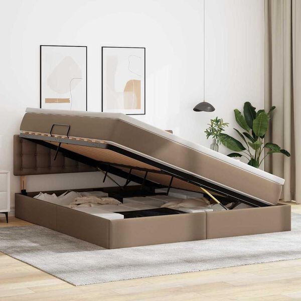 vidaXL Lova su daiktų laikymo vieta ir čiužiniu Kapučino 180 x 200 cm