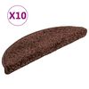 vidaXL Laiptų kilimėliai, 10 vnt., 56x17x3 cm, rudi, pusapvaliai