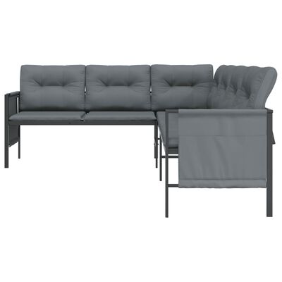 vidaXL Kampinė sodo sofa, antracito spalvos, plienas ir tekstilenas