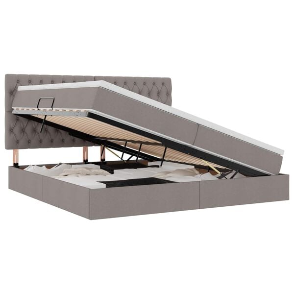 vidaXL Lova su daiktų laikymo vieta ir LED Taupe 200 x 200 cm