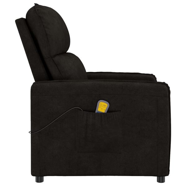 vidaXL Masažinis krėslas, juodos spalvos, mikropluo&scaron;to audinys