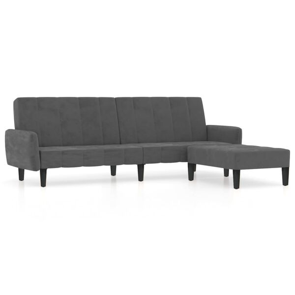 vidaXL Dvivietė sofa-lova su pakoja, tamsiai pilkos spalvos, aksomas