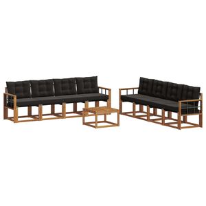 vidaXL Lauko sofos komplektas su pagalve 9 pcs Natūrali ir juoda