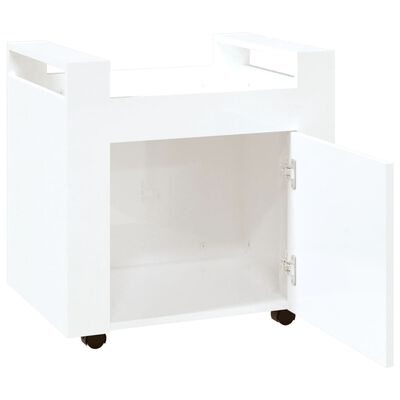 vidaXL Rašomojo stalo lentyna, balta, 60x45x60cm, mediena, blizgi