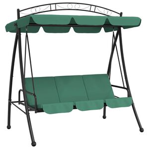 vidaXL Sodo sūpynės-suoliukas su stogu, žalios, 198cm, audinys/plienas