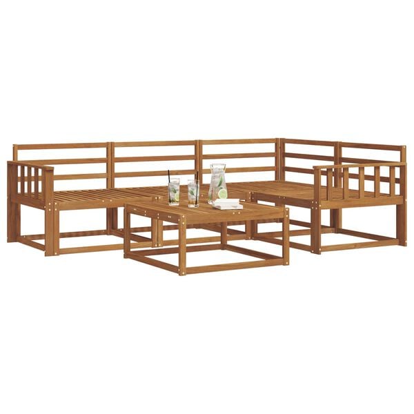 vidaXL Lauko sofos komplektas 5 pcs Natūrali Kietos akacijos mediena