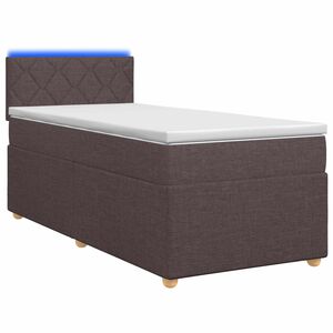 vidaXL Spyruoklinė lova su čiužiniu Tamsiai rudas 80 x 200 cm Audinys