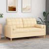 vidaXL Dvivietė sofa su pagalvėmis, kreminė, 140cm, audinys