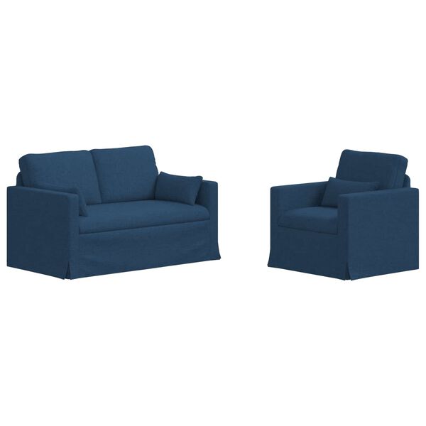vidaXL Sofa 2 pcs Mėlyna 139 x 78 x 80 cm audinys