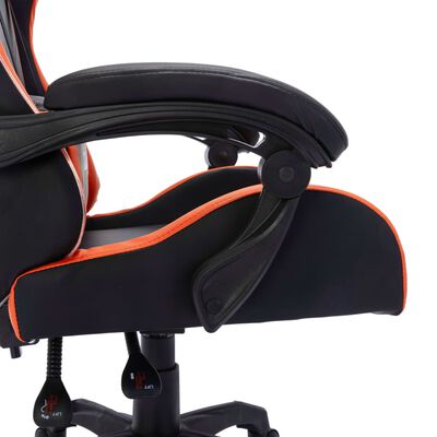 vidaXL Žaidimų kėdė su LED lemputėmis, oranžinė ir juoda, dirbtinė oda