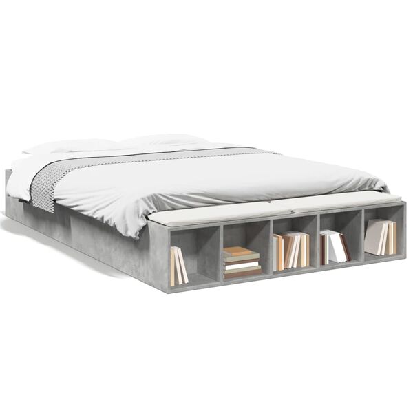 vidaXL Lovos rėmas, betono pilkos spalvos, 150x200cm, apdirbta mediena