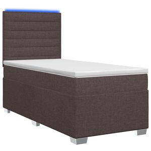 vidaXL Spyruoklinė lova su čiužiniu Tamsiai rudas 80 x 200 cm Audinys