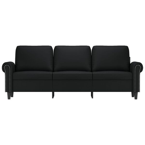 vidaXL Trivietė sofa, juodos spalvos, 180cm, dirbtinė oda