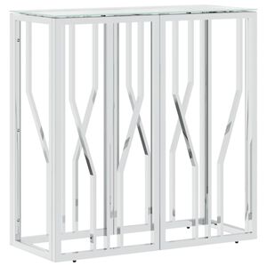 vidaXL Konsolinis staliukas, 70x30x70cm, nerūdijantis plienas/stiklas