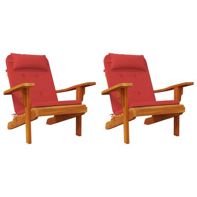 vidaXL Adirondack kėdės pagalvėlės, 2vnt., raudonos, oksfordo audinys