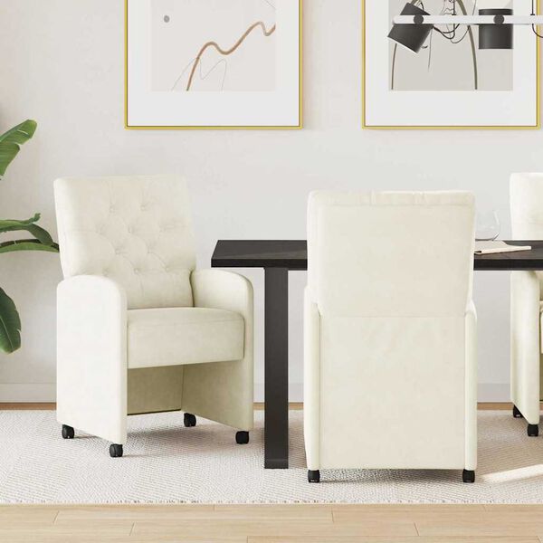 vidaXL Valgomojo Kėdės su Ratukais 2 pcs Kreminė 58 x 67 x 97 cm