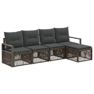 vidaXL Sodo Sofų Rinkinys 4 pcs Pilka poliratanas