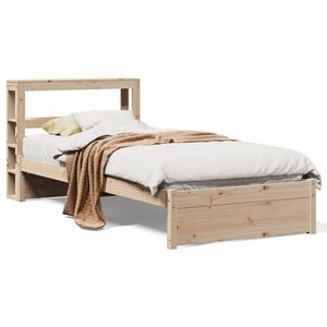 vidaXL Lovos rėmas su galvūgaliu, 75x190cm, pu&scaron;ies medienos masyvas
