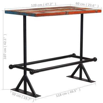 vidaXL Baro stalas, perdirbta mediena, įvairių spalvų, 120x60x107cm