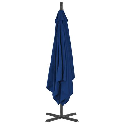 vidaXL Gembinis skėtis su plieniniu stulpu, mėlynos spalvos, 250x250cm