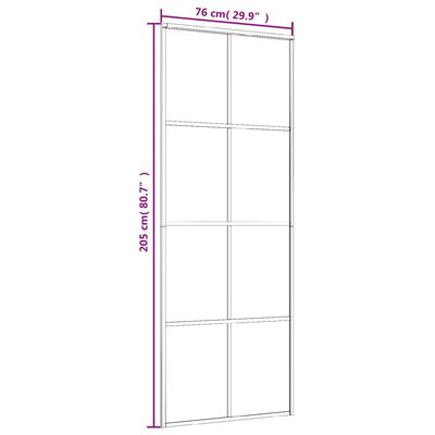 vidaXL Stumdomos durys, juodos, 76x205cm, aliuminis ir ESG stiklas