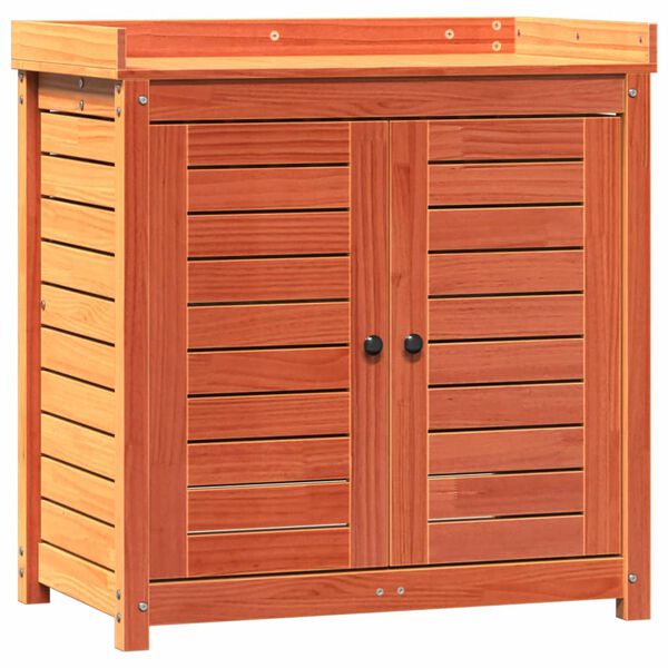 vidaXL Sodinimo stalas su lentynomis, rudas, 82,5x50x86,5cm, pušis