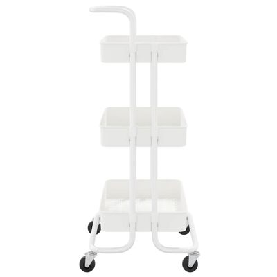 vidaXL Virtuvės vežimėlis, 3 aukštų, baltas, 42x35x85cm, geležis/ABS