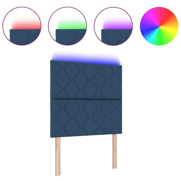 vidaXL Galvūgalis su LED juostelių žibintais Mėlyna 100 cm audinys