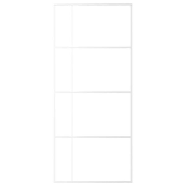 vidaXL Stumdomos durys, baltos, 90x205cm, ESG stiklas ir aliuminis