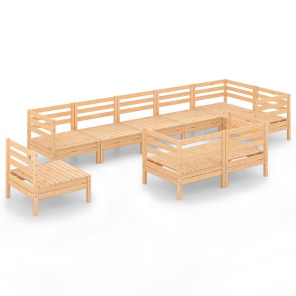 vidaXL Sodo poilsio baldų komplektas, 9 dalių, pu&scaron;ies medienos masyvas